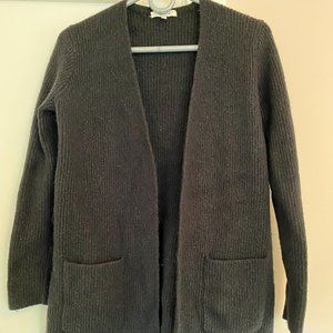 Madewell Long Cardigan Open Front Ribbed Size XXS Black Relaxed Fit